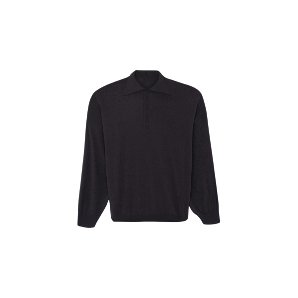The Frankie Shop Croydon Padded Knit Polo - Black - Oversized Minimalist Knitwear in Black - Shop at Luxury Shoes 