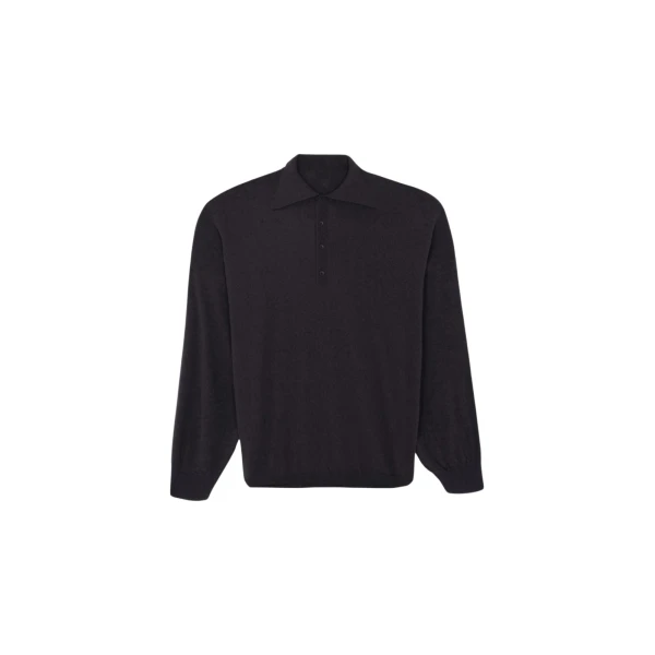 The Frankie Shop Croydon Padded Knit Polo - Black - Oversized Minimalist Knitwear in Black - Shop at Luxury Shoes 