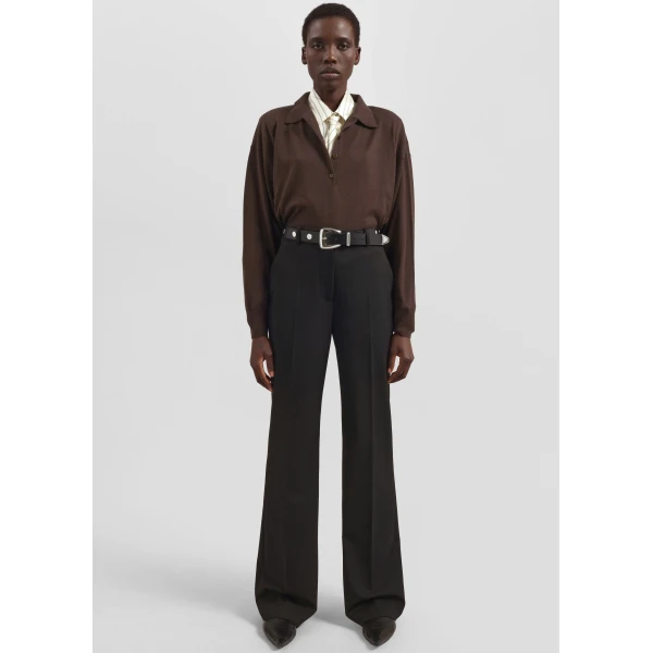 The Frankie Shop Croydon Padded Knit Polo - Brown - Oversized Minimalist Knitwear in Beige - Shop at Luxury Shoes 