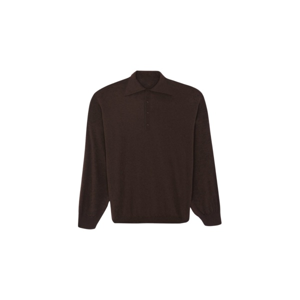 The Frankie Shop Croydon Padded Knit Polo - Brown - Oversized Minimalist Knitwear in Beige - Shop at Luxury Shoes 