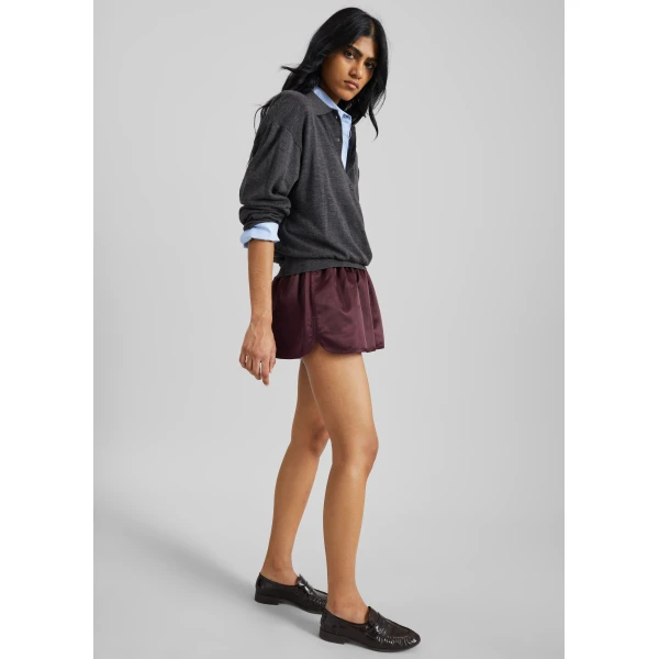 The Frankie Shop Croydon Padded Knit Polo - Grey - Oversized Minimalist Knitwear in Grey - Shop at Luxury Shoes 