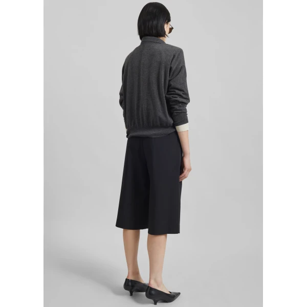 The Frankie Shop Croydon Padded Knit Polo - Grey - Oversized Minimalist Knitwear in Grey - Shop at Luxury Shoes 