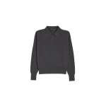 The Frankie Shop Croydon Padded Knit Polo - Grey - Oversized Minimalist Knitwear in Grey - Shop at Luxury Shoes 