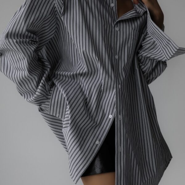 The Frankie Shop Cyrus Button Up Shirt – Black/White Stripe, view 4