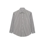 The Frankie Shop Cyrus Button Up Shirt - Black/White Stripe - Oversized Minimalist Tops in Multicolour - Shop at Luxury Shoes 