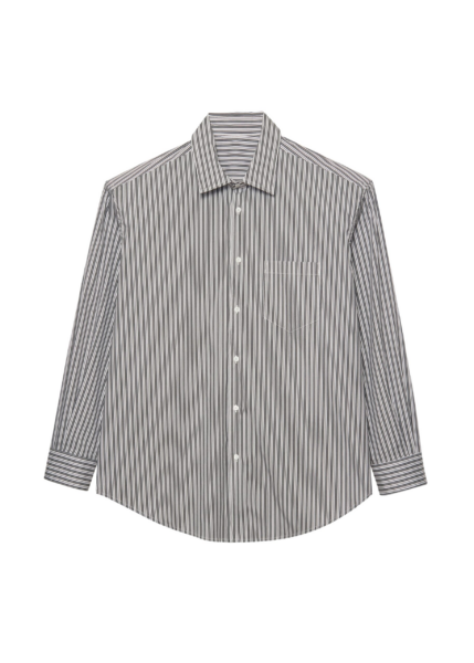 The Frankie Shop Cyrus Button Up Shirt - Black/White Stripe - Oversized Minimalist Tops in Multicolour - Shop at Luxury Shoes 