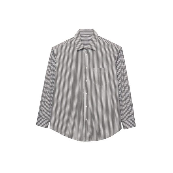 The Frankie Shop Cyrus Button Up Shirt - Black/White Stripe - Oversized Minimalist Tops in Multicolour - Shop at Luxury Shoes 