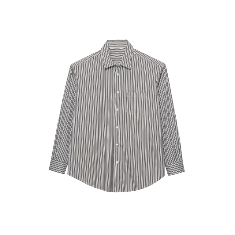 The Frankie Shop Cyrus Button Up Shirt - Black/White Stripe - Oversized Minimalist Tops in Multicolour - Shop at Luxury Shoes 