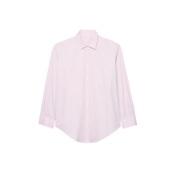 The Frankie Shop Cyrus Button Up Shirt - Pink/White Stripe - Oversized Minimalist Tops in Multicolour - Shop at Luxury Shoes 