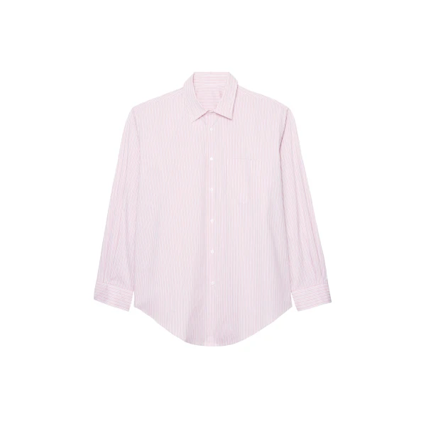 The Frankie Shop Cyrus Button Up Shirt - Pink/White Stripe - Oversized Minimalist Tops in Multicolour - Shop at Luxury Shoes 