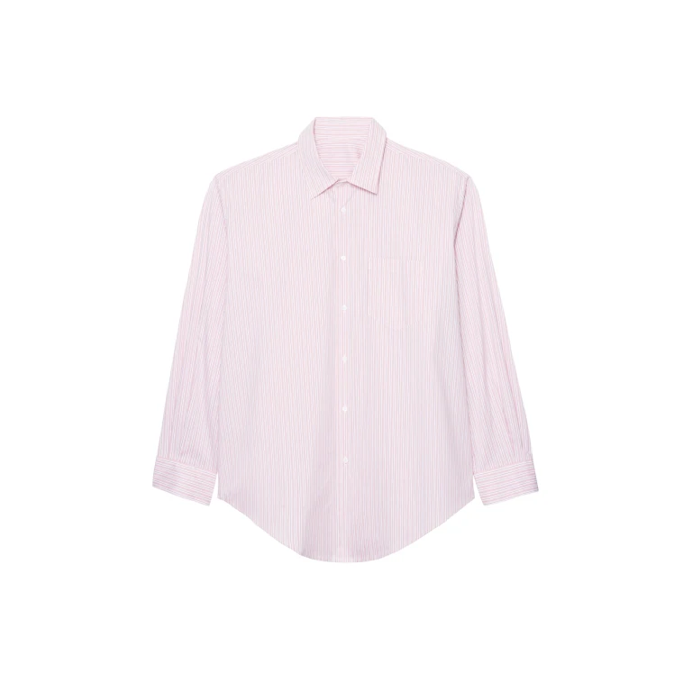 The Frankie Shop Cyrus Button Up Shirt - Pink/White Stripe - Oversized Minimalist Tops in Multicolour - Shop at Luxury Shoes 