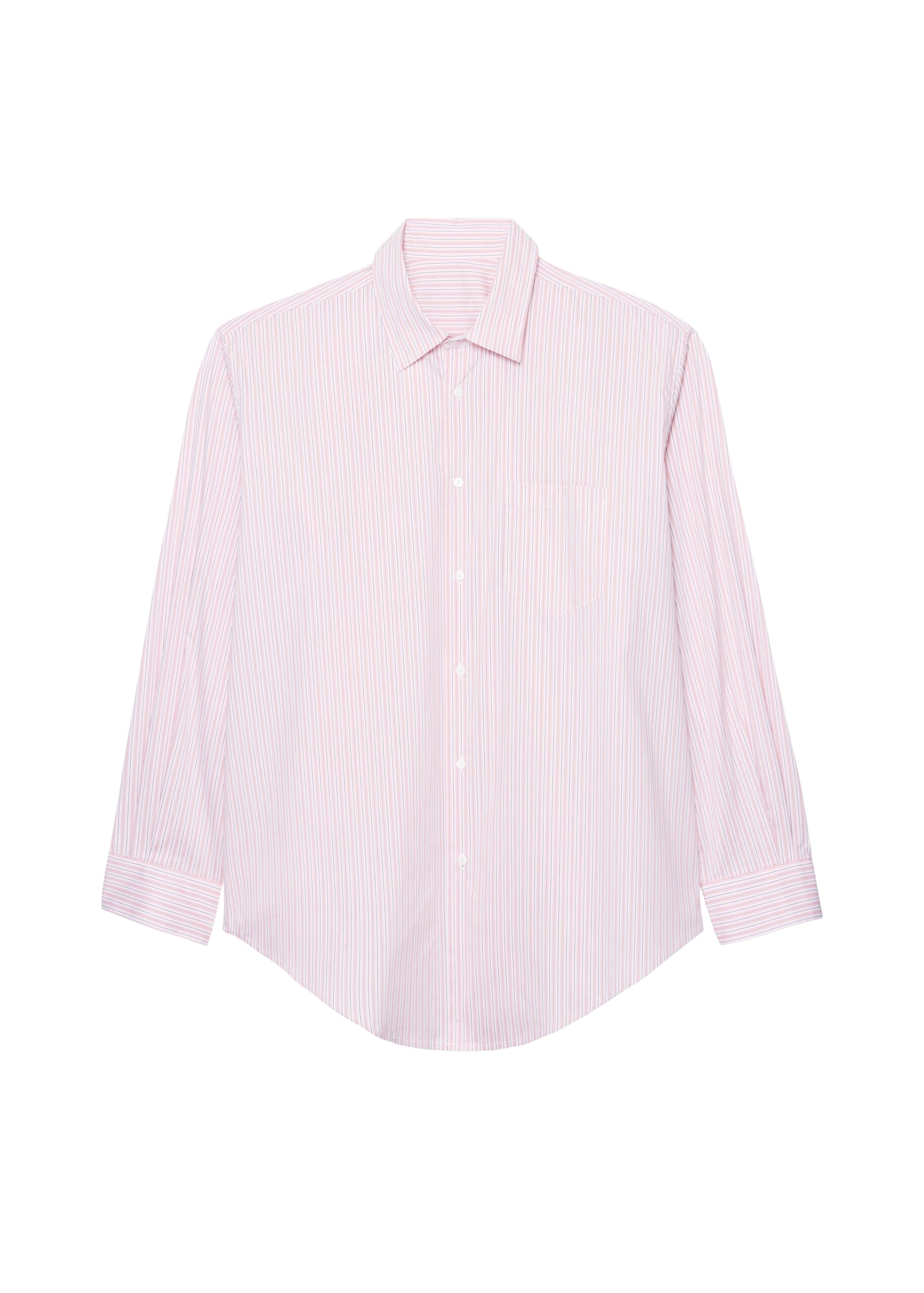 The Frankie Shop Cyrus Button Up Shirt - Pink/White Stripe - Oversized Minimalist Tops in Multicolour - Shop at Luxury Shoes 