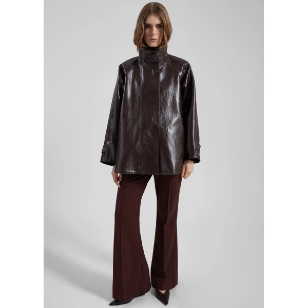 The Frankie Shop Dalaro Faux Leather Swing Jacket – Burgundy, view 3
