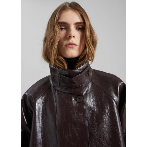 The Frankie Shop Dalaro Faux Leather Swing Jacket – Burgundy, view 6