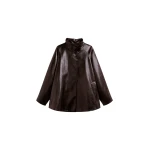 The Frankie Shop Dalaro Faux Leather Swing Jacket – Burgundy