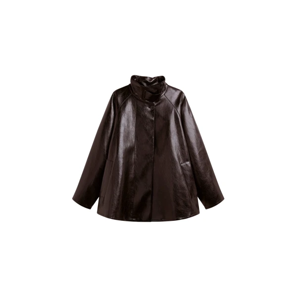 The Frankie Shop Dalaro Faux Leather Swing Jacket – Burgundy
