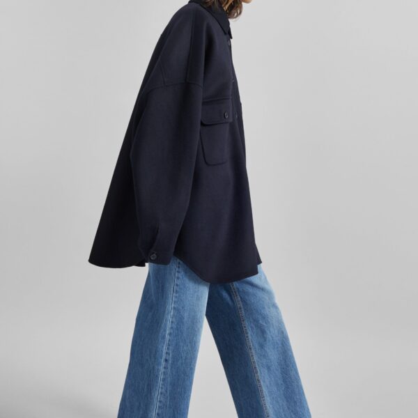 The Frankie Shop Dallas Wool Overshirt – Navy Top, view 2