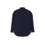 The Frankie Shop Dallas Wool Overshirt - Navy - Oversized Minimalist Tops in Blue - Shop at Luxury Shoes 