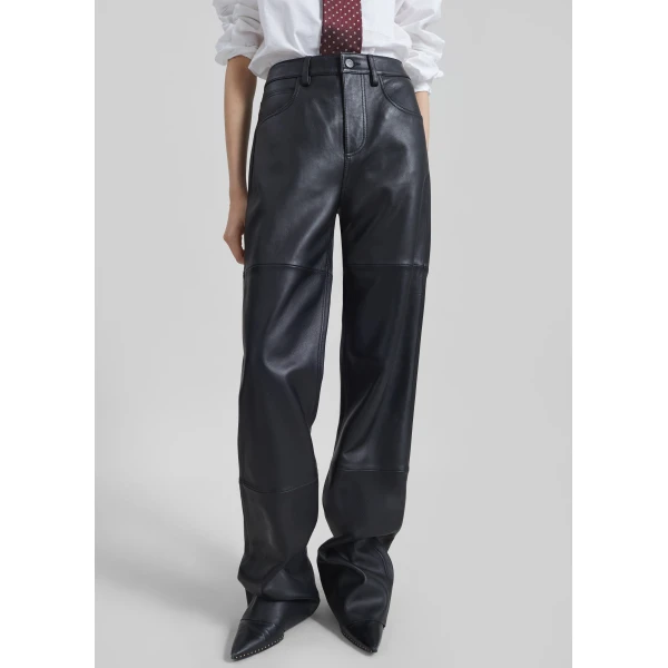 The Frankie Shop Dalston Leather Pants – Black, view 3