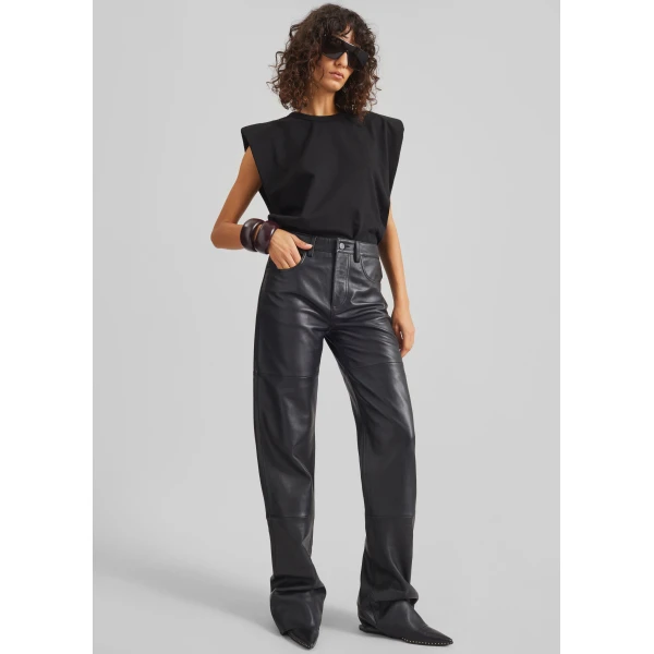 The Frankie Shop Dalston Leather Pants – Black, view 5