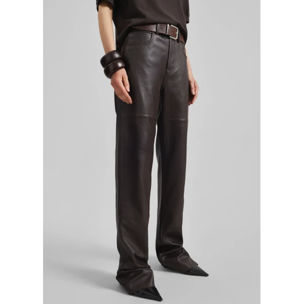 The Frankie Shop Dalston Leather Pants – Vintage Brown, view 3