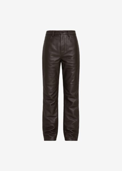 The Frankie Shop Dalston Leather Pants - Vintage Brown - Oversized Minimalist Pants in Beige - Shop at Luxury Shoes 