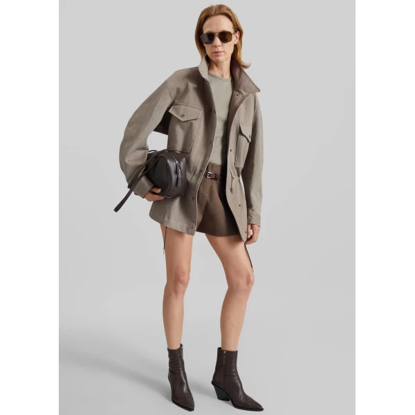 The Frankie Shop Danto Drawstring Utility Jacket - Light Brown - Oversized Minimalist Jackets in Beige - Shop at Luxury Shoes 