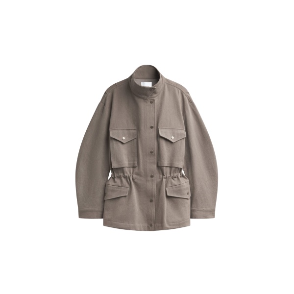 The Frankie Shop Danto Drawstring Utility Jacket - Light Brown - Oversized Minimalist Jackets in Beige - Shop at Luxury Shoes 