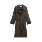 The Frankie Shop Dartford Trench Coat - Olive Brown - Oversized Minimalist Coats in Beige - Shop at Luxury Shoes 