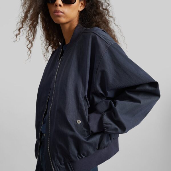 The Frankie Shop Davron Denim Effect Bomber Jacket – Dark Navy, view 4