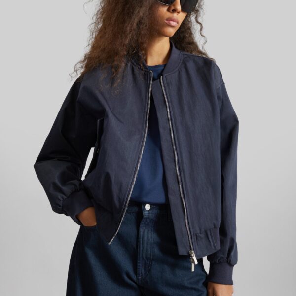 The Frankie Shop Davron Denim Effect Bomber Jacket – Dark Navy, view 5