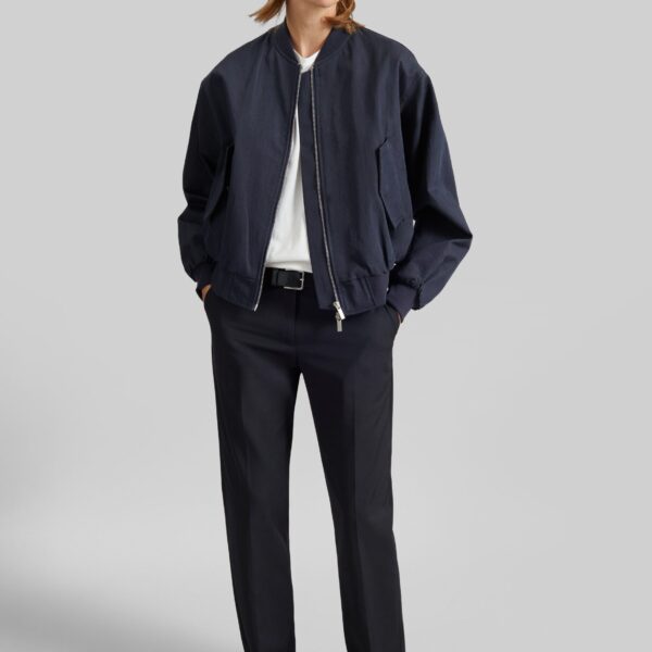 The Frankie Shop Davron Denim Effect Bomber Jacket – Dark Navy, view 6