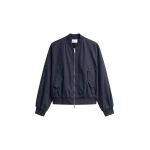 The Frankie Shop Davron Denim Effect Bomber Jacket - Dark Navy - Oversized Minimalist Jackets in Blue - Shop at Luxury Shoes 