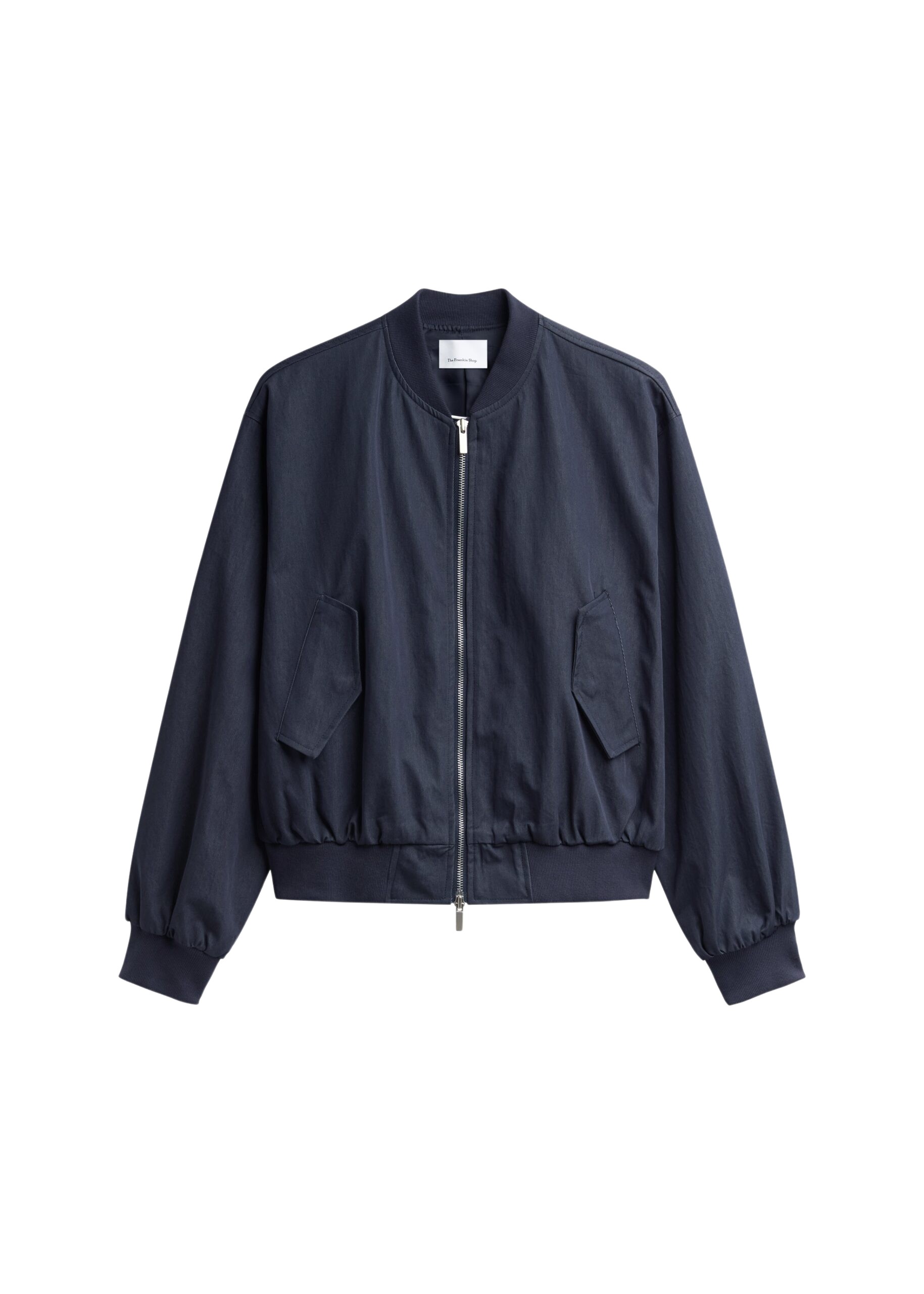 The Frankie Shop Davron Denim Effect Bomber Jacket – Dark Navy