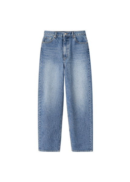 The Frankie Shop Dawson Wide Leg Jeans - Medium Wash - Oversized Minimalist Pants in Grey - Shop at Luxury Shoes 