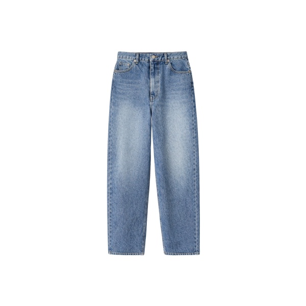 The Frankie Shop Dawson Wide Leg Jeans - Medium Wash - Oversized Minimalist Pants in Grey - Shop at Luxury Shoes 