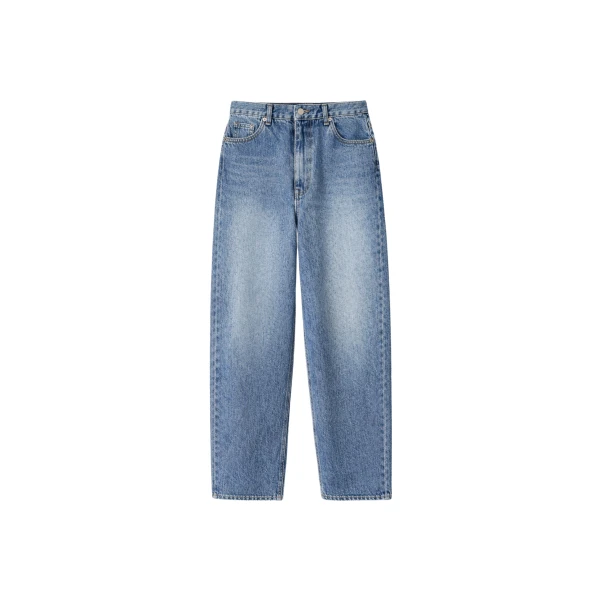 The Frankie Shop Dawson Wide Leg Jeans - Medium Wash - Oversized Minimalist Pants in Grey - Shop at Luxury Shoes 