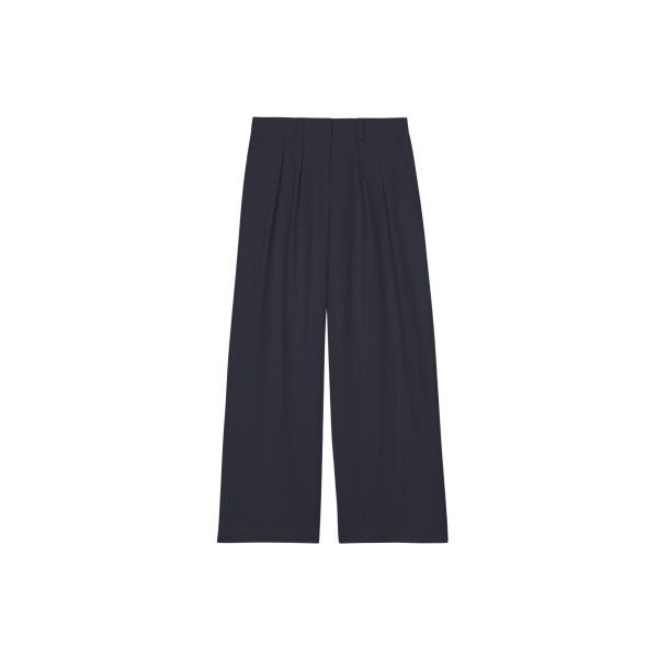 The Frankie Shop Daytona Pleated Trousers - Navy - Oversized Minimalist Pants in Blue - Shop at Luxury Shoes 