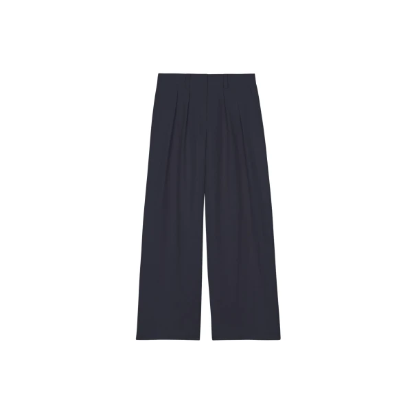 The Frankie Shop Daytona Pleated Trousers - Navy - Oversized Minimalist Pants in Blue - Shop at Luxury Shoes 