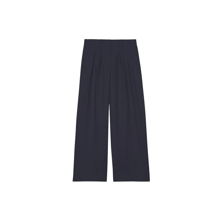 The Frankie Shop Daytona Pleated Trousers - Navy - Oversized Minimalist Pants in Blue - Shop at Luxury Shoes 