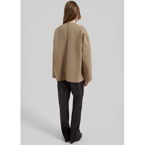 The Frankie Shop Delancey Long Sleeve Neoprene Top – Camel, view 6