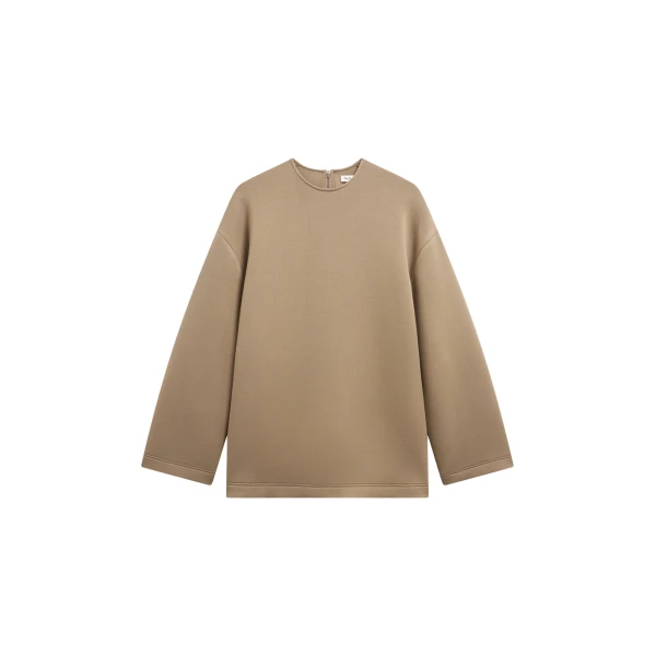 The Frankie Shop Delancey Long Sleeve Neoprene Top – Camel