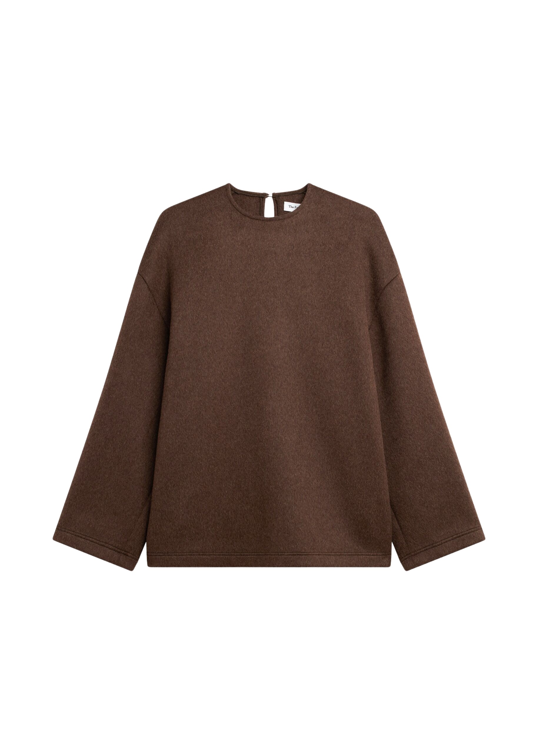 The Frankie Shop Delancey Long Sleeve Wool Top - Brown Melange - Oversized Minimalist Tops in Beige - Shop at Luxury Shoes 