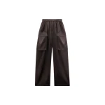 The Frankie Shop Delny Satin Cargo Pants - Dark Brown - Oversized Minimalist Pants in Beige - Shop at Luxury Shoes 