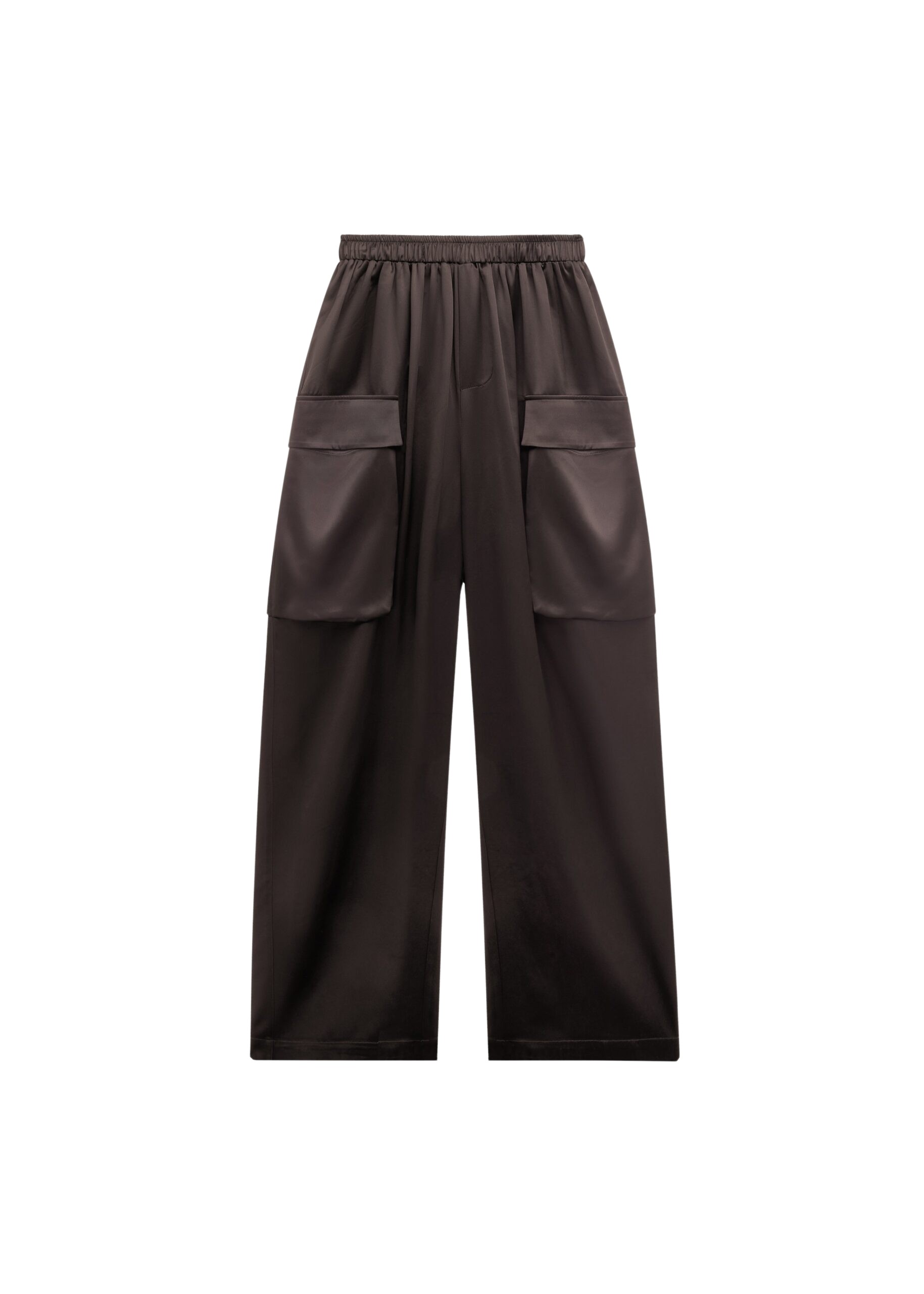The Frankie Shop Delny Satin Cargo Pants – Dark Brown
