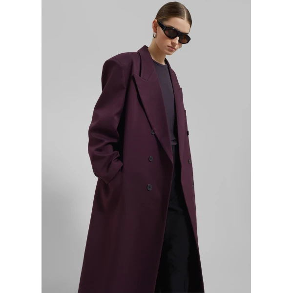 The Frankie Shop Delphina Long Coat – Burgundy, view 5