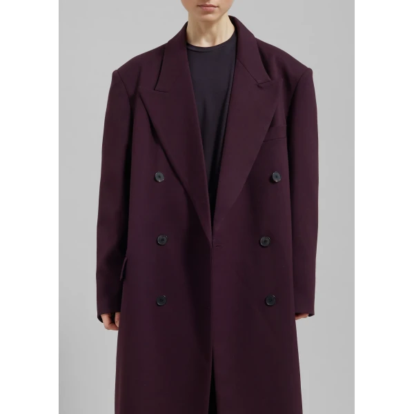 The Frankie Shop Delphina Long Coat – Burgundy, view 6