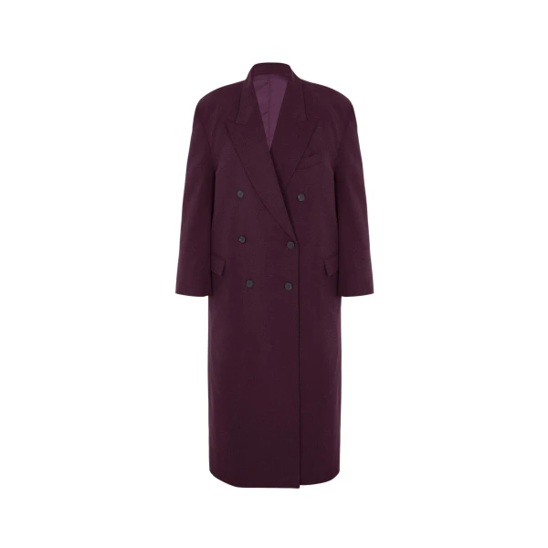 The Frankie Shop Delphina Long Coat – Burgundy