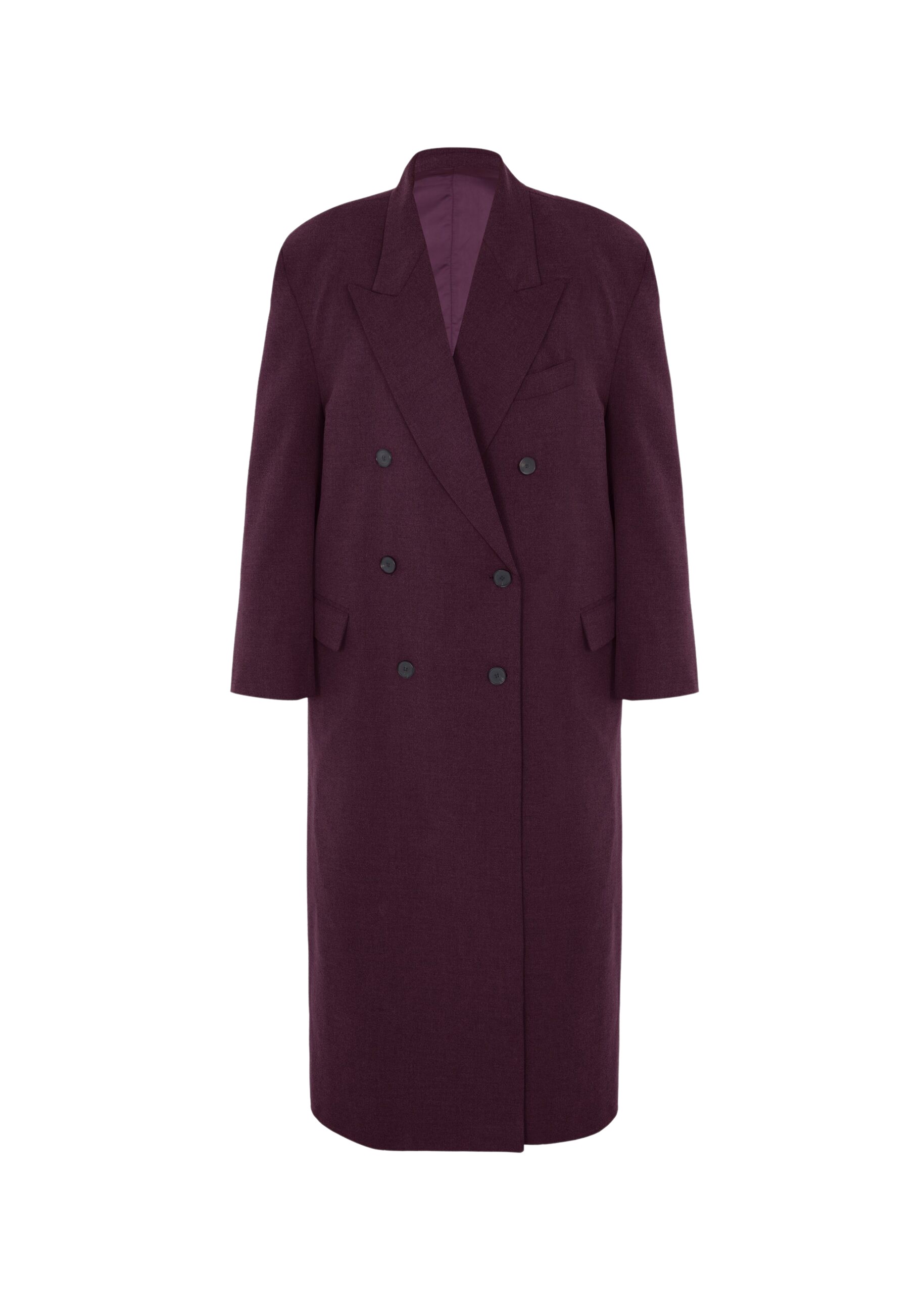 The Frankie Shop Delphina Long Coat – Burgundy