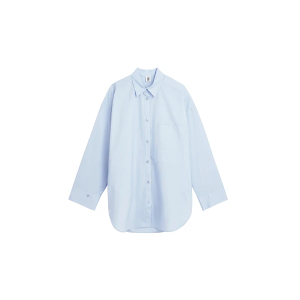 The Frankie Shop Derris Cotton Shirt - Periwinkle Blue - Oversized Minimalist Tops in Purple - Shop at Luxury Shoes 